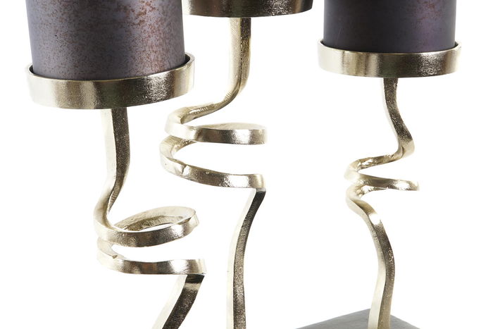 DKD Home Decor Portavelas Gris Dorado Cristal Aluminio 37 x 16 x 47 cm