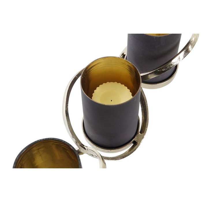 DKD Home Decor Portavelas de Cristal y Aluminio Gris y Dorado para 3 Velas DKD Home Decor Portavelas de Cristal y Aluminio Gris y Dorado para 3 Velas