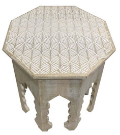 DKD Home Decor Mesita Auxiliar Mango con Ramas y Acabado Decape