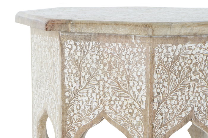 DKD Home Decor Mesita Auxiliar Mango con Ramas y Acabado Decape