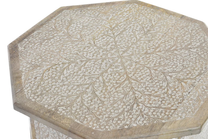 DKD Home Decor Mesita Auxiliar Urban Marron Blanco 49 x 53.5 x 49 cm