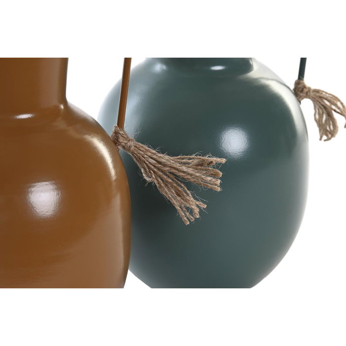 DKD Home Decor Set de 2 Jarrones Metálicos Mostaza y Verde DKD Home Decor Set de 2 Jarrones Metálicos Mostaza y Verde