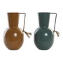 DKD Home Decor Set de 2 Jarrones Metálicos Mostaza y Verde