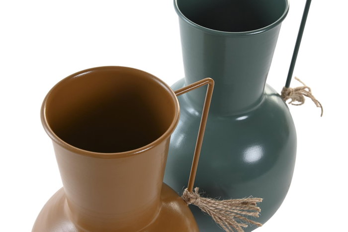 DKD Home Decor Set de 2 Jarrones Metálicos Mostaza y Verde DKD Home Decor Set de 2 Jarrones Metálicos Mostaza y Verde