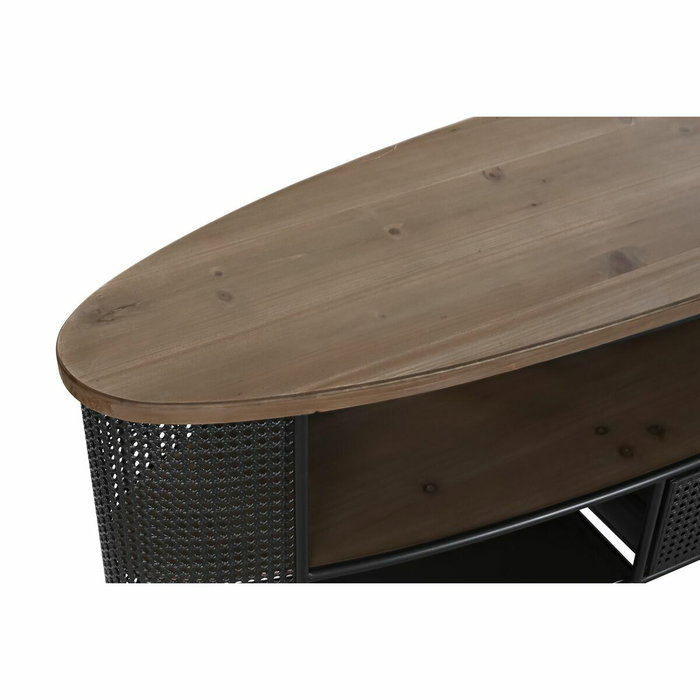 DKD Home Decor Mueble TV Abeto y Metal Negro 150x39x58 cm