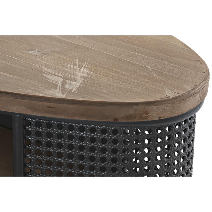 DKD Home Decor Mueble TV Abeto y Metal Negro 150x39x58 cm