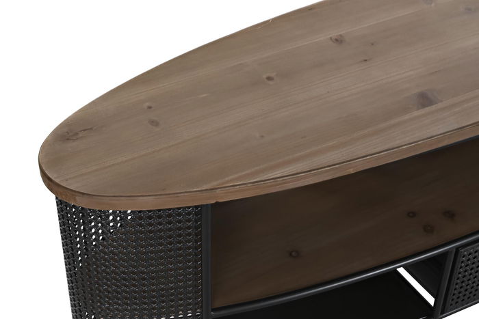 DKD Home Decor Mueble TV Loft Negro Marron Abeto Metal 150 x 58 x 39 cm