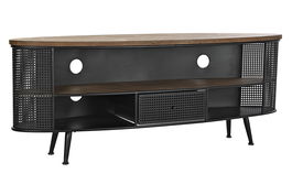 DKD Home Decor Mueble TV Loft Negro Marron Abeto Metal 150 x 58 x 39 cm