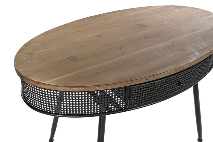 DKD Home Decor Consola Loft Negro Marron Abeto Metal 65 x 77 x 120 cm