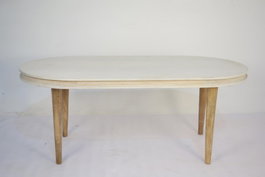 DKD Home Decor Mesa de Comedor Mango 180x90x76 Rombo Blanco y Dorado