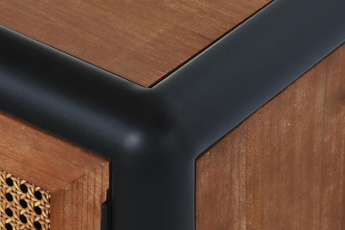 DKD Home Decor Mueble TV Loft Marron Oscuro Gris Oscuro Abeto Metal 150x40x50 cm