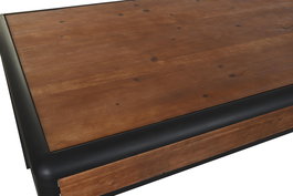 DKD Home Decor Mesa de Comedor Loft Marrón Oscuro Gris Oscuro Abeto y Metal 160x80x79 cm