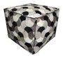 DKD Home Decor Pouf Colonial Marron Negro Piel Poliester 45 x 40 x 45 cm