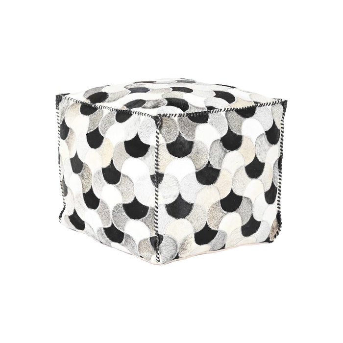 DKD Home Decor Puff de Piel y Poliéster con Diseño de Rombos Marrón DKD Home Decor Puff de Piel y Poliéster con Diseño de Rombos Marrón