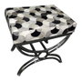 DKD Home Decor Descalzadora de Acero y Piel con Diseño de Rombos Negro