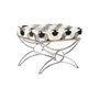 DKD Home Decor Descalzadora de Acero y Piel con Diseño de Rombos Negro
