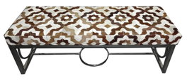 DKD Home Decor Descalzadora de Piel y Acero con Rombo Blanco