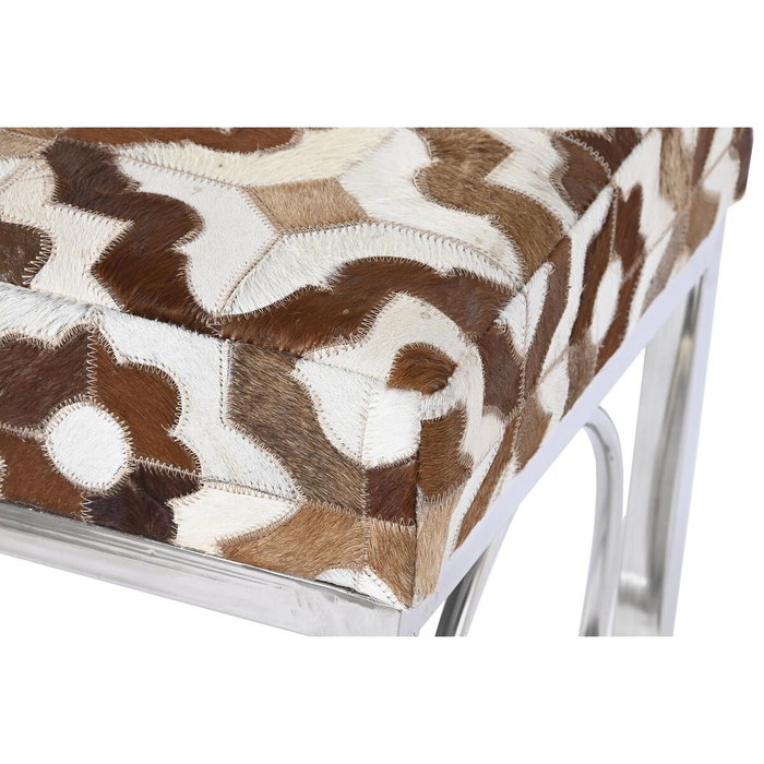 DKD Home Decor Descalzadora de Piel y Acero con Rombo Blanco