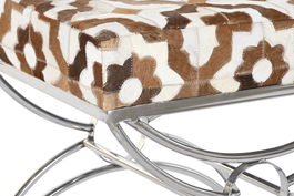 DKD Home Decor Descalzadora Colonial Marron Claro Blanco Acero Piel 40 x 43 x 53 cm