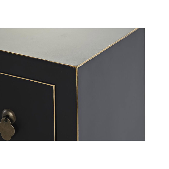 DKD Home Decor Mueble TV Masako Oriental Negro Dorado
