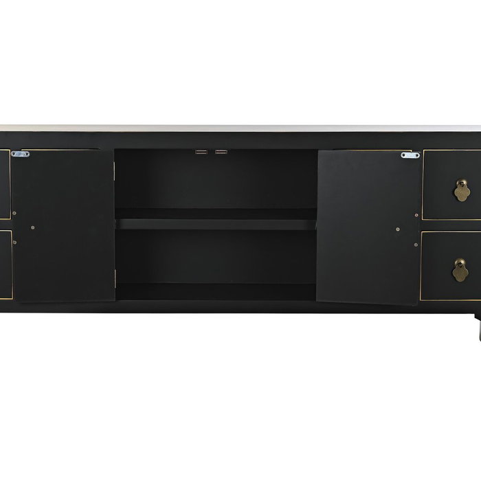 DKD Home Decor Mueble TV Masako Oriental Negro Dorado