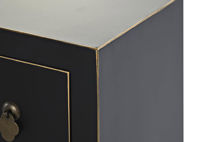 DKD Home Decor Mueble TV Masako Oriental Negro Dorado