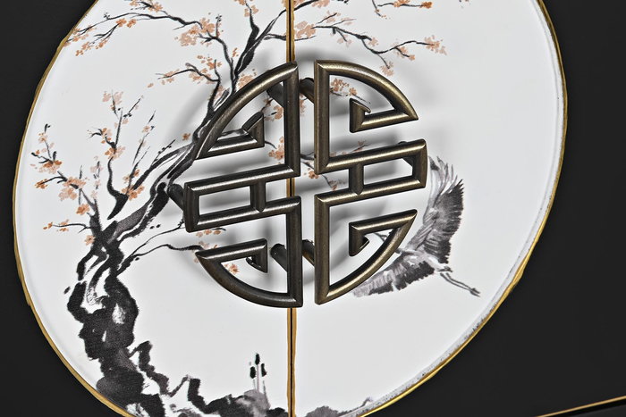 DKD Home Decor Consola Masako Oriental Negro Blanco 95 x 79 x 26 cm