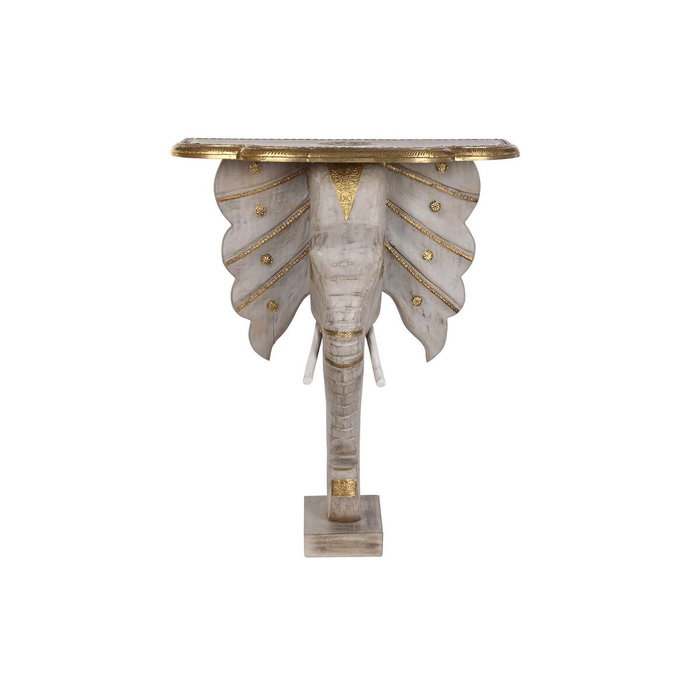 DKD Home Decor Consola de Mango y Latón Elefante Gris