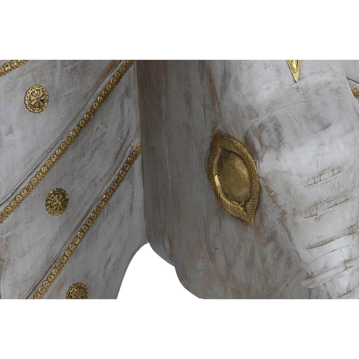 DKD Home Decor Consola de Mango y Latón Elefante Gris