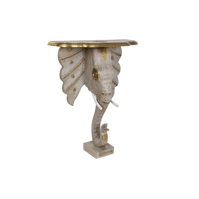 DKD Home Decor Consola de Mango y Latón Elefante Gris