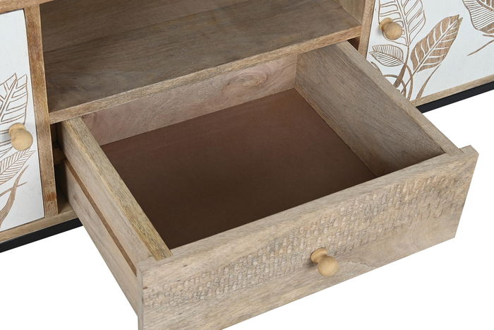 DKD Home Decor Mueble TV Tropical Blanco Natural 50 x 140 x 40 cm