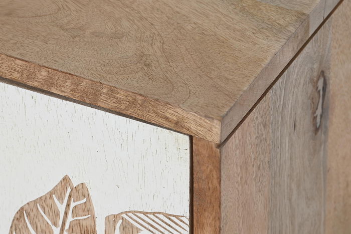 DKD Home Decor Mueble TV Tropical Blanco Natural 50 x 140 x 40 cm