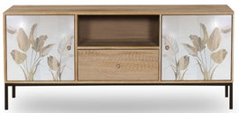 DKD Home Decor Mueble TV Tropical Blanco Natural 50 x 140 x 40 cm