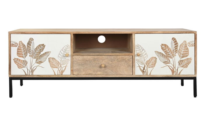 DKD Home Decor Mueble TV Tropical Blanco Natural 50 x 140 x 40 cm