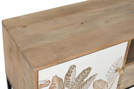 DKD Home Decor Mueble TV Tropical Blanco Natural 50 x 140 x 40 cm