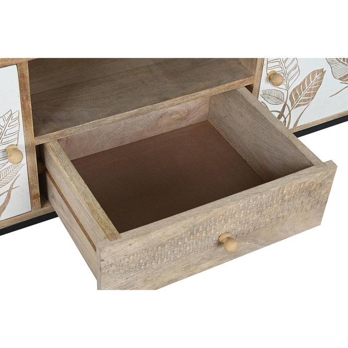 DKD Home Decor Mueble TV Hoja de Mango y Metal Blanco