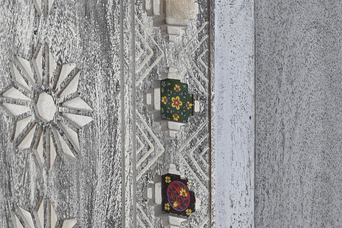 DKD Home Decor Armario Blanco Gris Mango Mango 38 x 150 x 90 cm