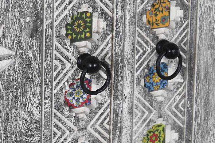 DKD Home Decor Armario Blanco Gris Mango Mango 38 x 150 x 90 cm