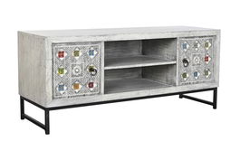 DKD Home Decor Mueble Tv Indio 130 x 56 x 40 cm Beige Gris