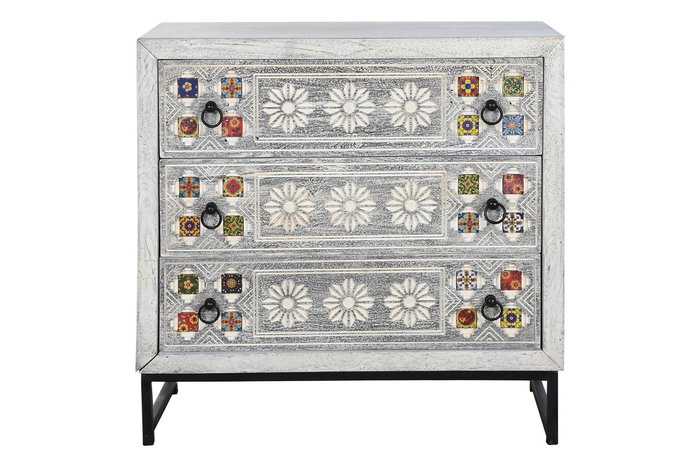 DKD Home Decor Cómoda Beige Gris 80 x 38 x 80 cm DKD Home Decor Cómoda Beige Gris 80 x 38 x 80 cm