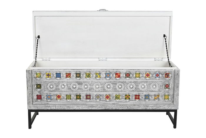 Baul Indio DKD Home Decor Gris Multicolor 116 x 40 x 50 cm