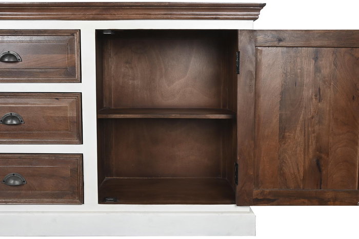 DKD Home Decor Buffet Tradicional Marron Oscuro Blanco 180 x 46 x 83 cm