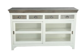 DKD Home Decor Buffet Mango y Cristal Gris y Blanco