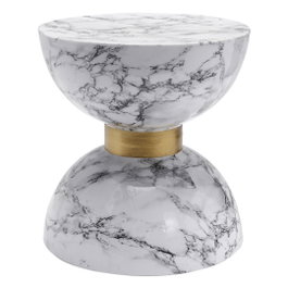 DKD Home Decor Mesita Auxiliar de Hierro con Acabado Símil Mármol Blanco