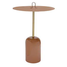 DKD Home Decor Mesita Auxiliar de Hierro y Piel Lila