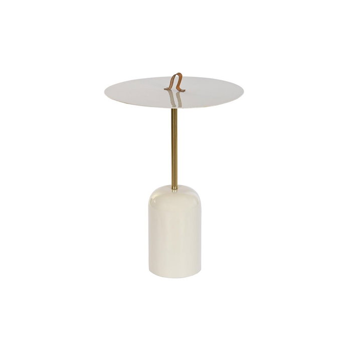 DKD Home Decor Mesita Auxiliar de Hierro y Cuero Gris con Acabado Lacado