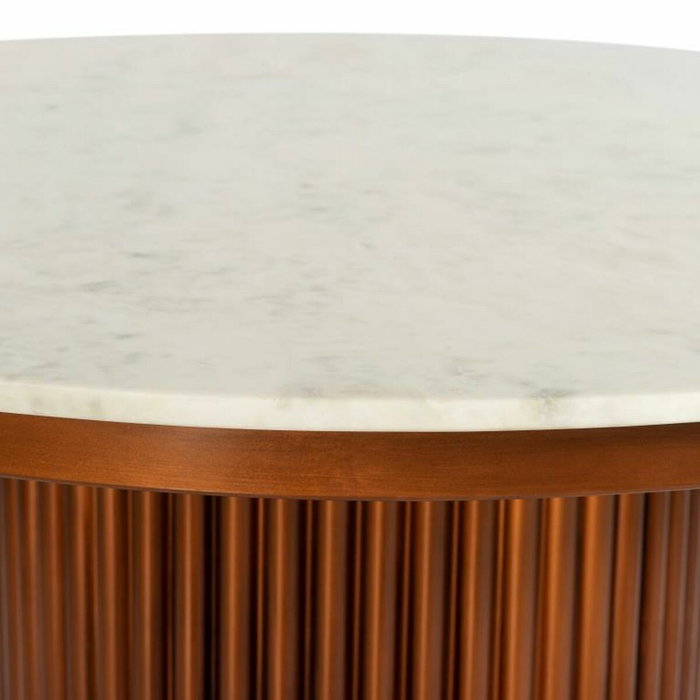 DKD Home Decor Mesa de Comedor de Mármol y Metal Cobrizo 110x110x76 cm