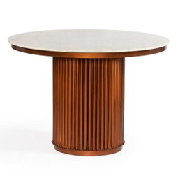 DKD Home Decor Mesa de Comedor de Mármol y Metal Cobrizo 110x110x76 cm