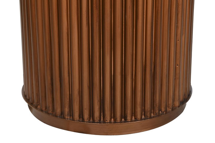 DKD Home Decor Mesa Comedor Moderno Blanco Cobrizo Marmol Metal 110 x 76 x 110 cm