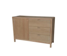 DKD Home Decor Buffet de Pino y MDF con 3 Cajones, Marrón Claro